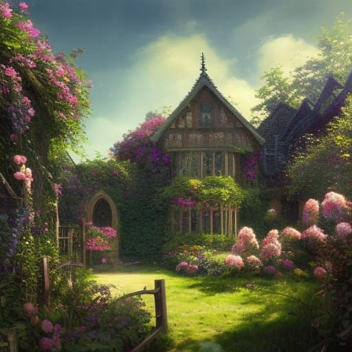 Victorian Flower Garden in Gothic Cottagecore Style