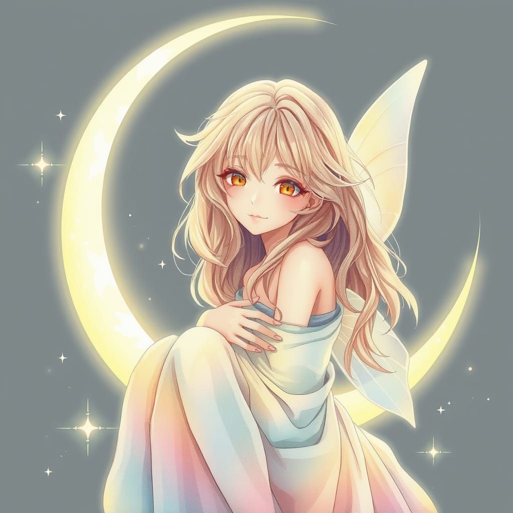 Ethereal Fairy in Crescent Moon, Anime Key Visual