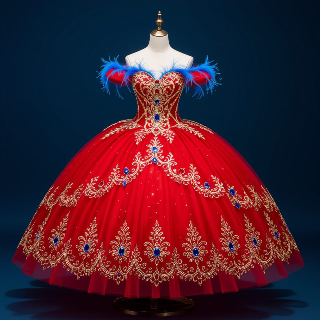 Ornate Glass Ballet Gown on Jeweled Mannequin