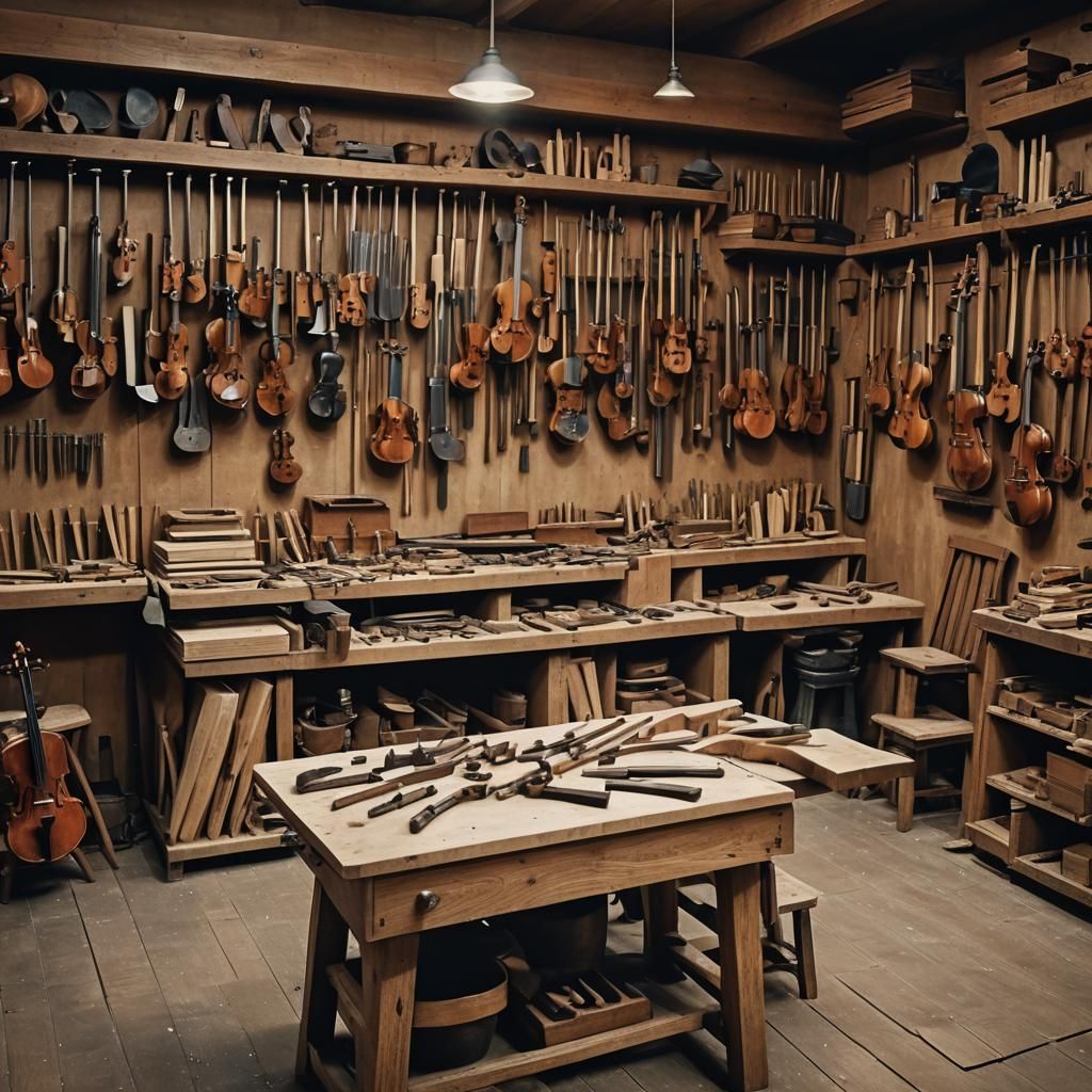 Violin Maker's Workshop in Cinematic Lighting