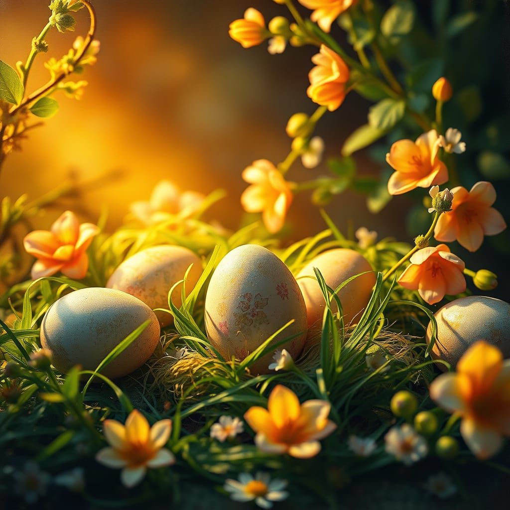 Vibrant Easter Masterpiece in Hyperrealistic Style