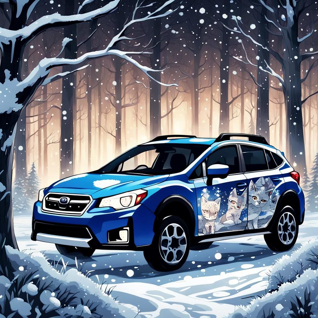 Anime Cat Paint on Subaru Crosstrek