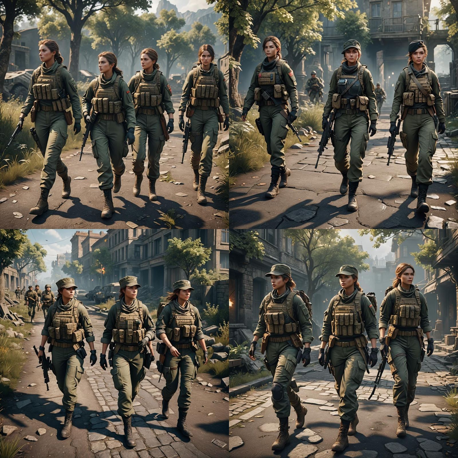 Women Soldiers in 3D Game Cinematic Style