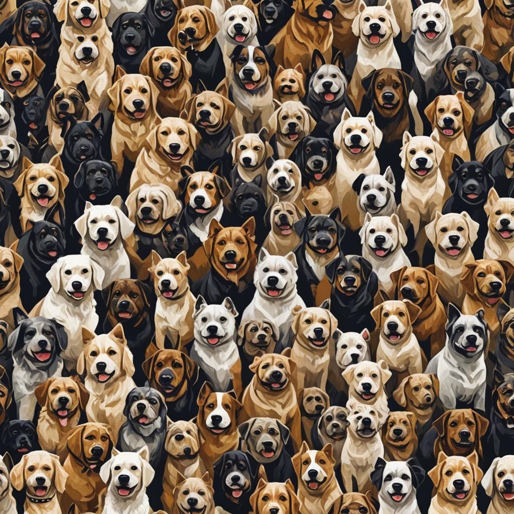 AI-Generated Image of Multiple Dogs
