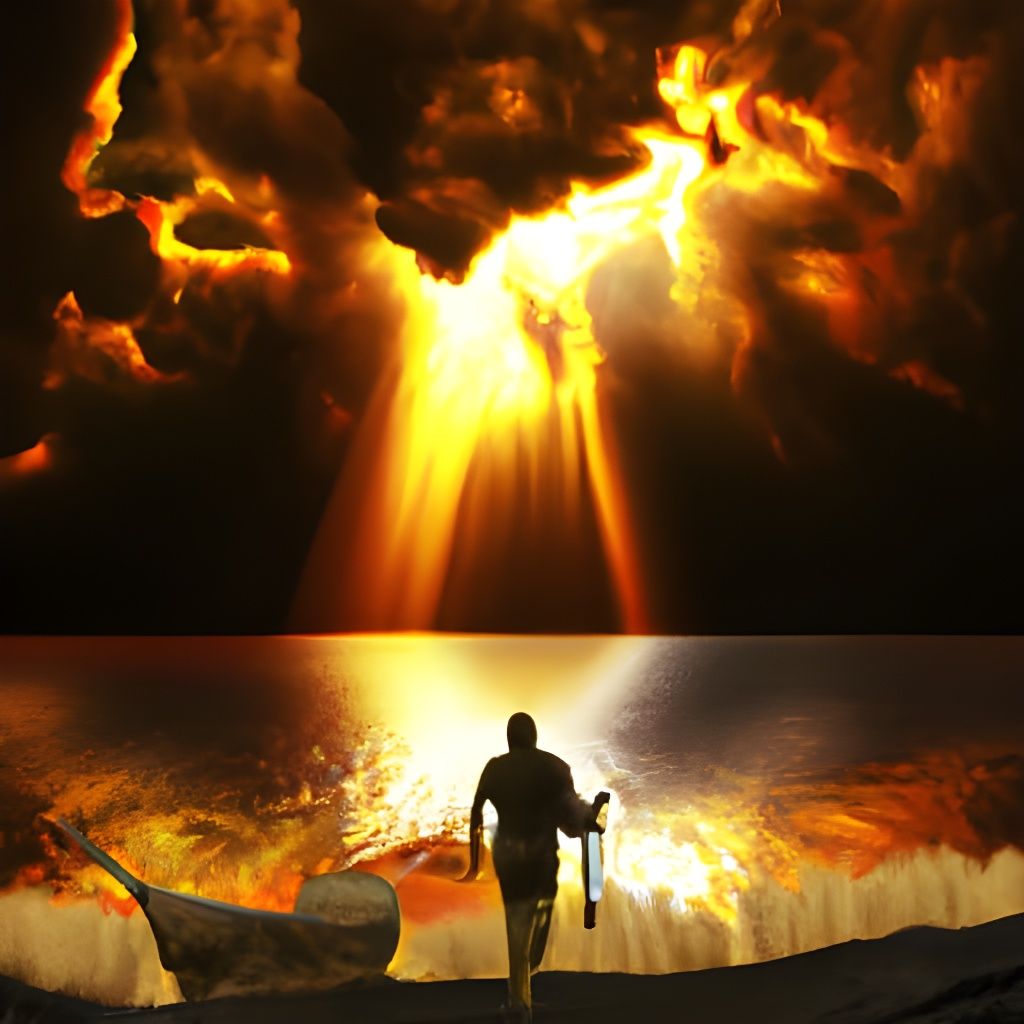 Expressionistic Image of Religious Figure with Backlighting