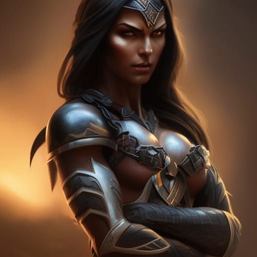 Dark Elf Barbarian Woman in Dark Fantasy Style