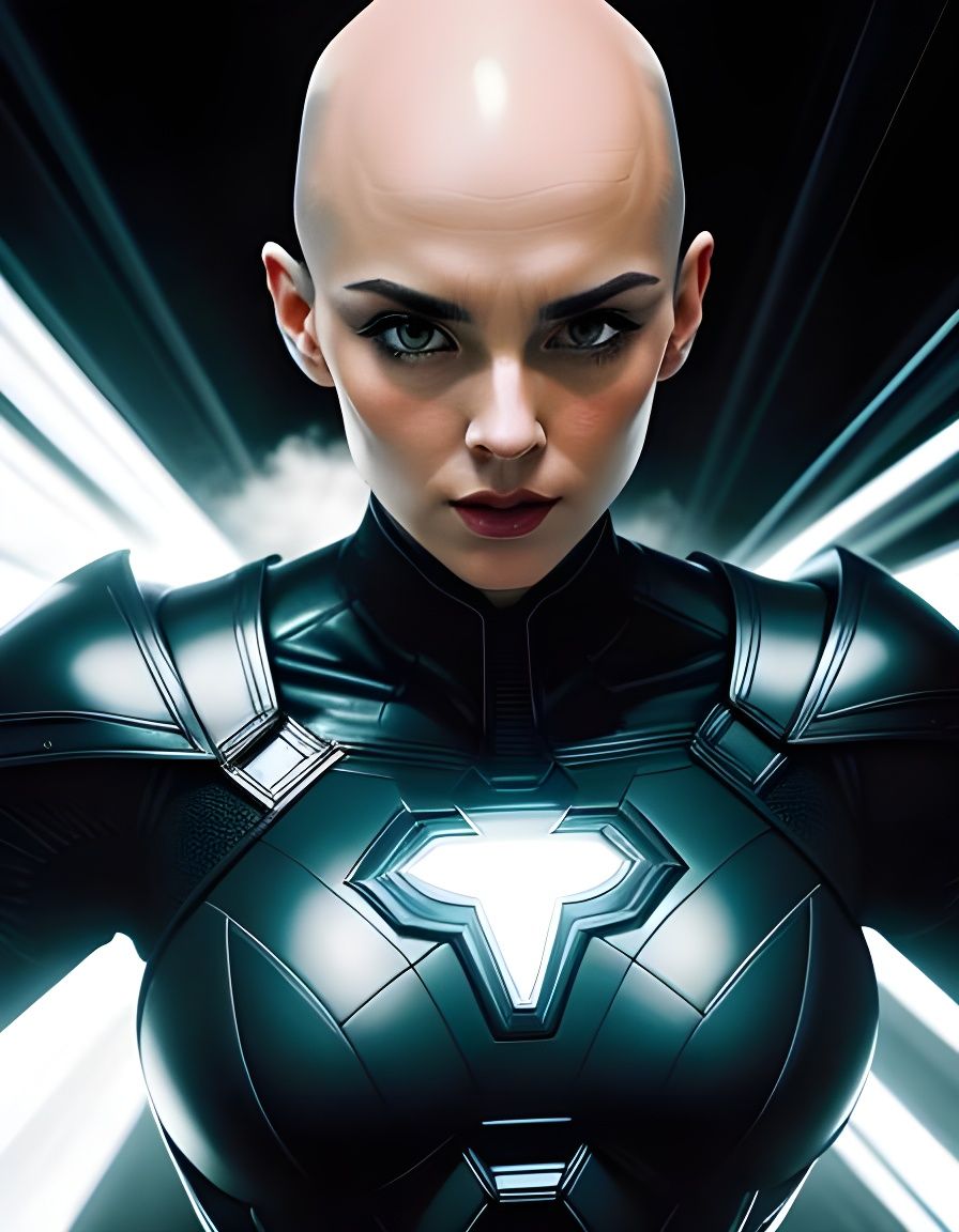 Bald Superhero in White Costume: Digital Art