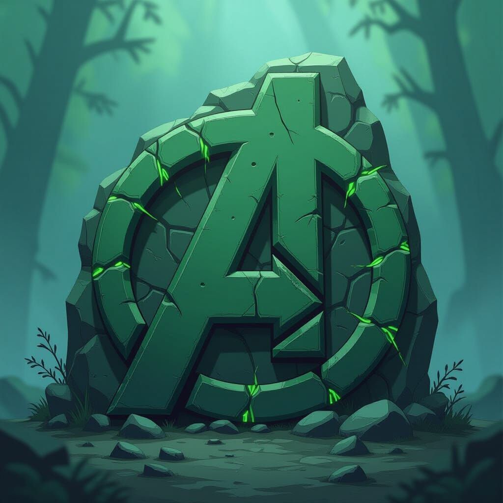 Epic Avengers Style 'A' Logo in Dark Green Stone