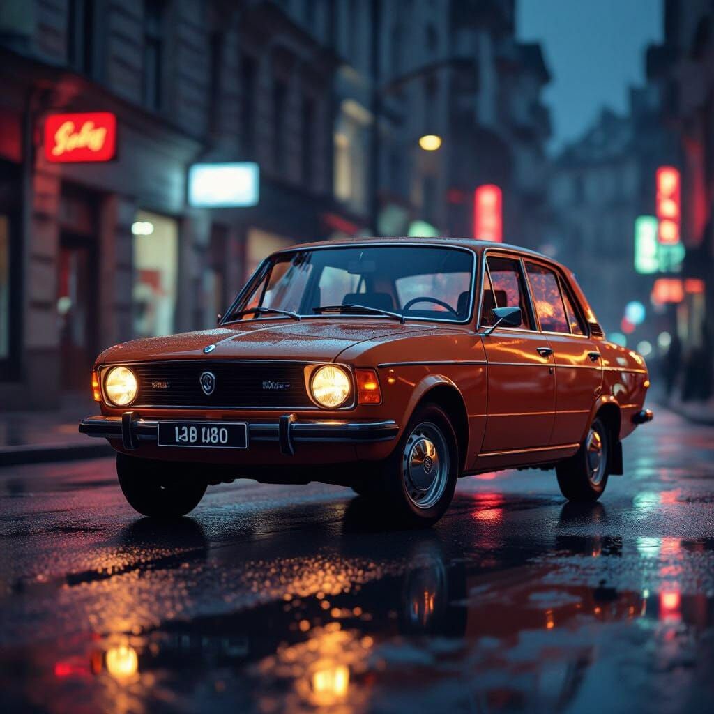 Vintage Skoda 120/105 Car in Dramatic 1980s Style