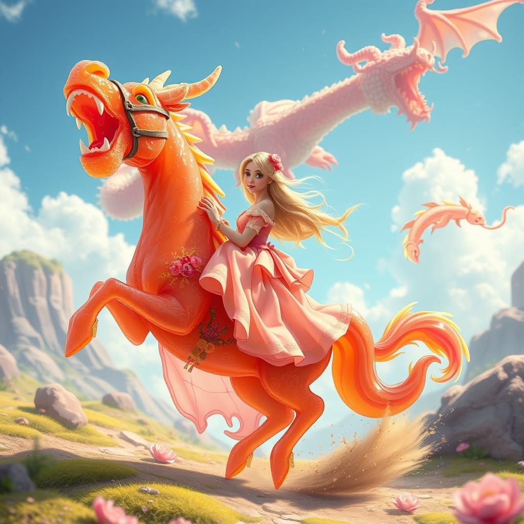 Princess Rides Gummy Horse to Fight Dragon