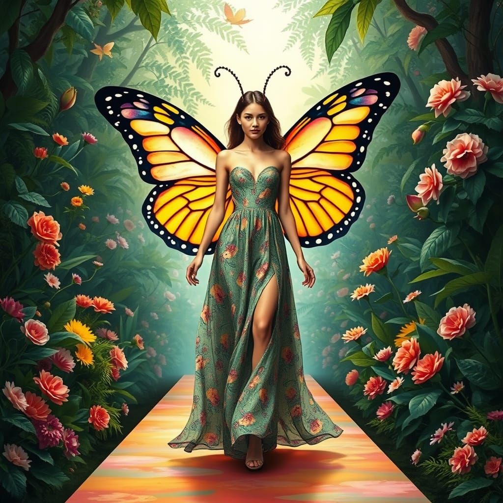 Surreal Butterfly Goddess Strolls Whimsical Runway