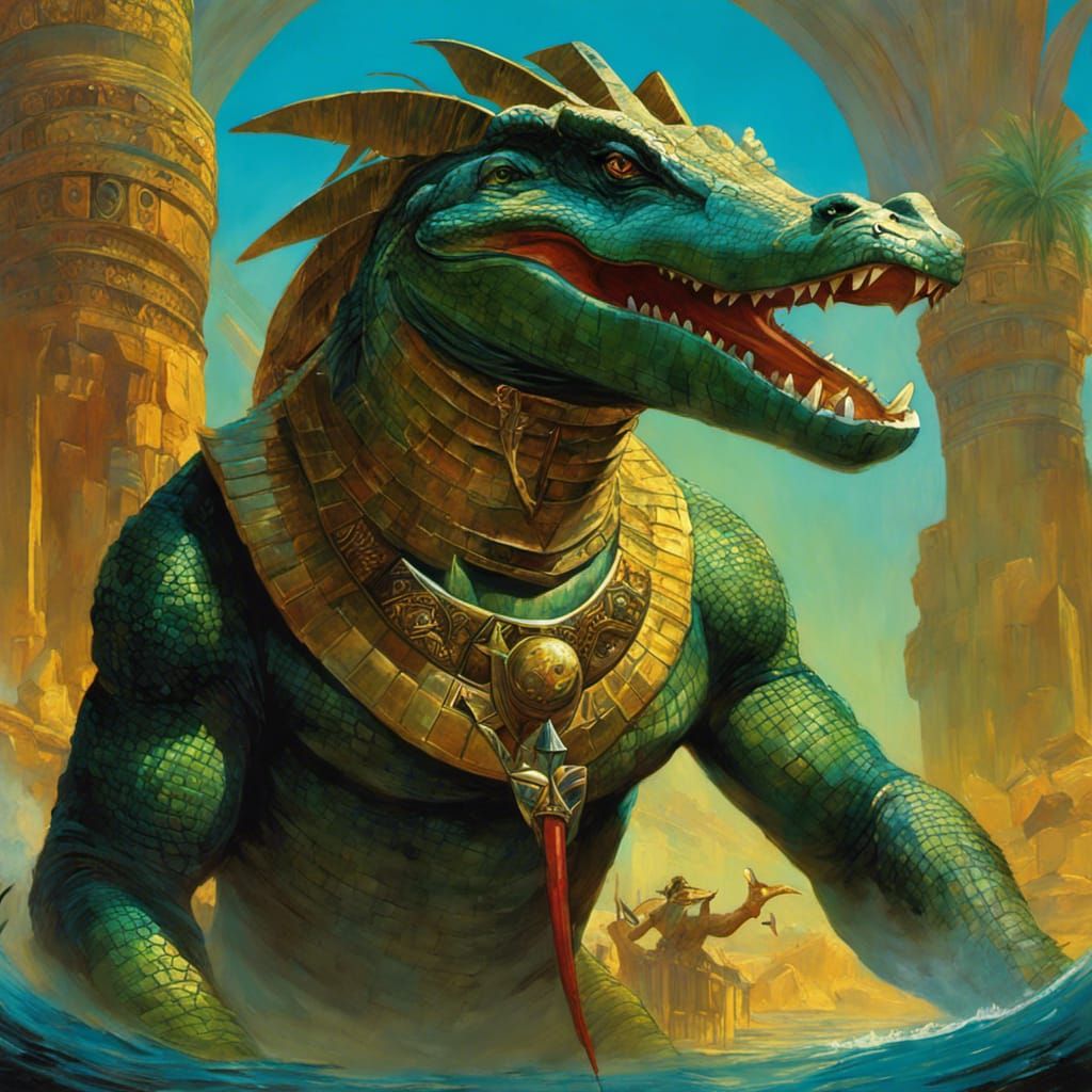Sobek, Crocodile Lizardman in Magic the Gathering Style