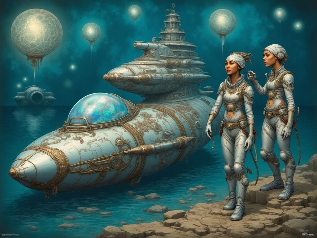 Ethereal Space Pilots in Surreal Dreamscape