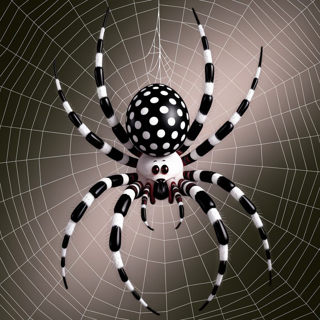 Polka Dot Spider in Detailed 3D Render