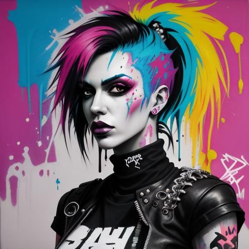 Punk Girl in Graffiti Art Bath