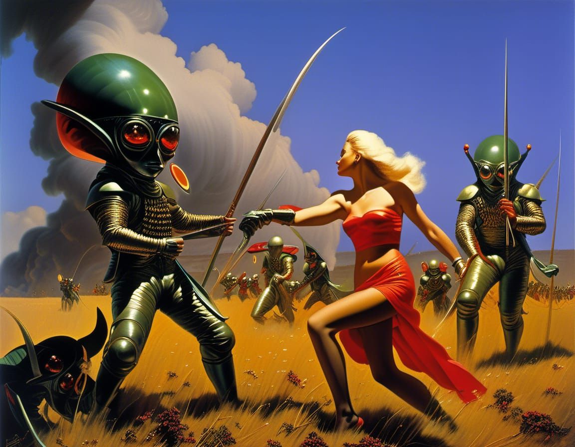 Abstract Alien Portraits in a Bizarre, Detailed Matte Painti...