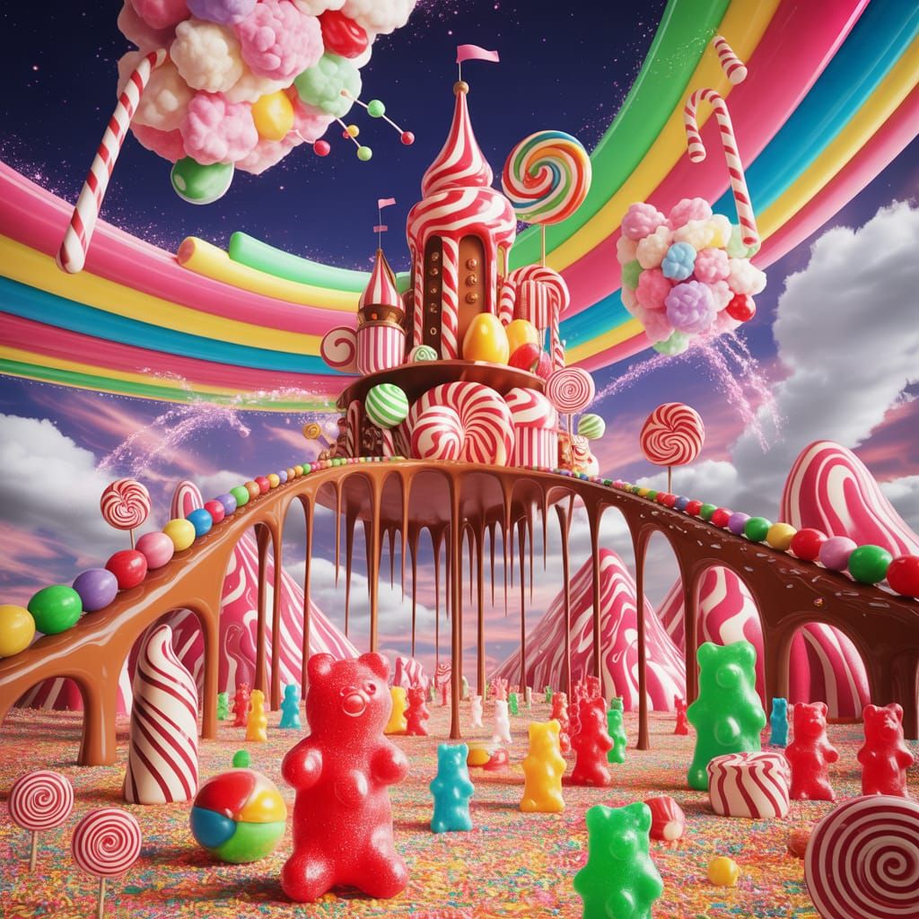 Candy Universe Fantasy Painting: A Roald Dahl Inspired World