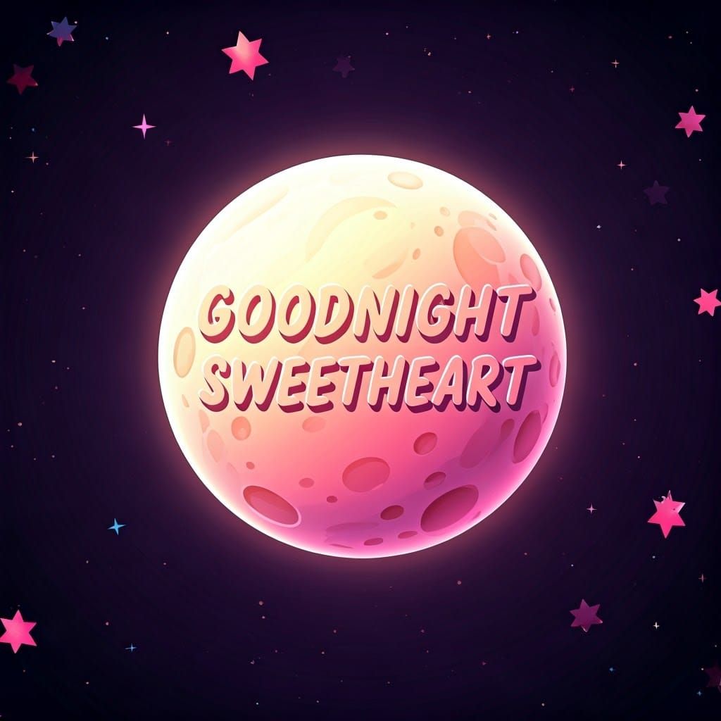 Dreamy Night Sky with Glowing Moon and Stars