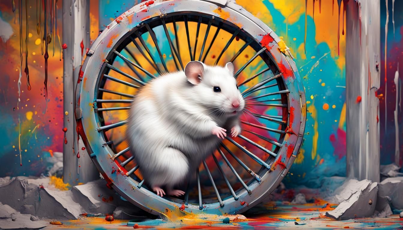 Hamster in Graffiti Art Cage