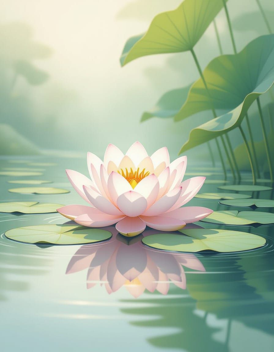 Ethereal Lotus Blossom on Still Waters
