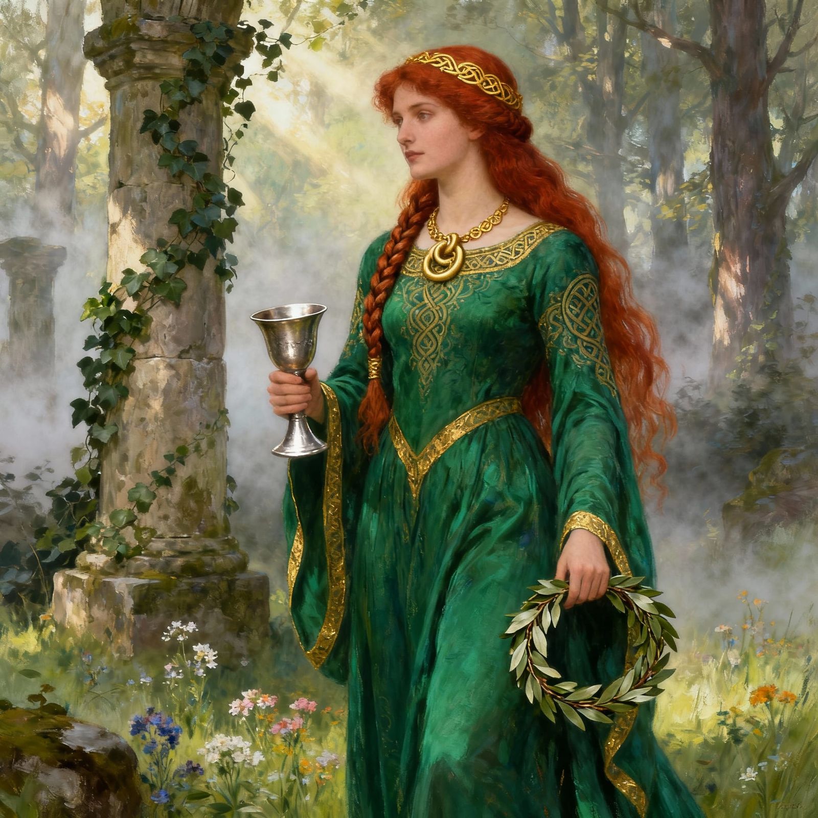 Celtic Princess Portrait in Millais Style