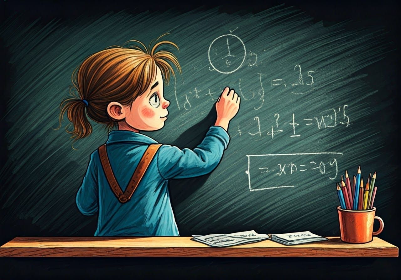 A Cartoon Maths Teacher in Vibrant Colour