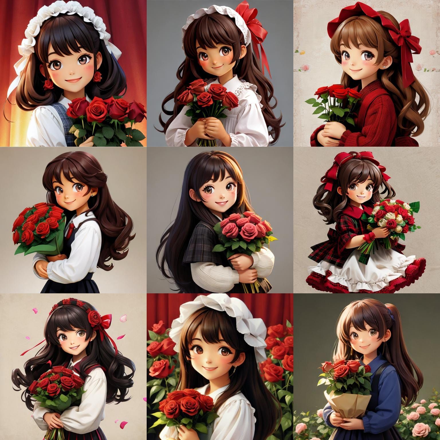 Smiling Girl with Roses