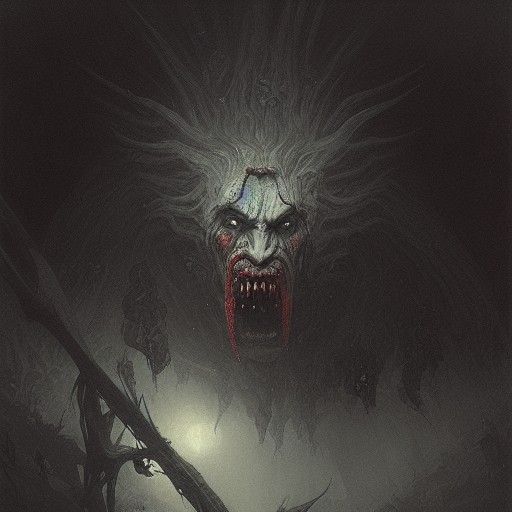 Terrifying Oni Demon in Dark Fantasy Style
