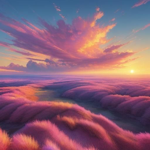 Colorful Sunset Sky in Digital Van Gogh Style