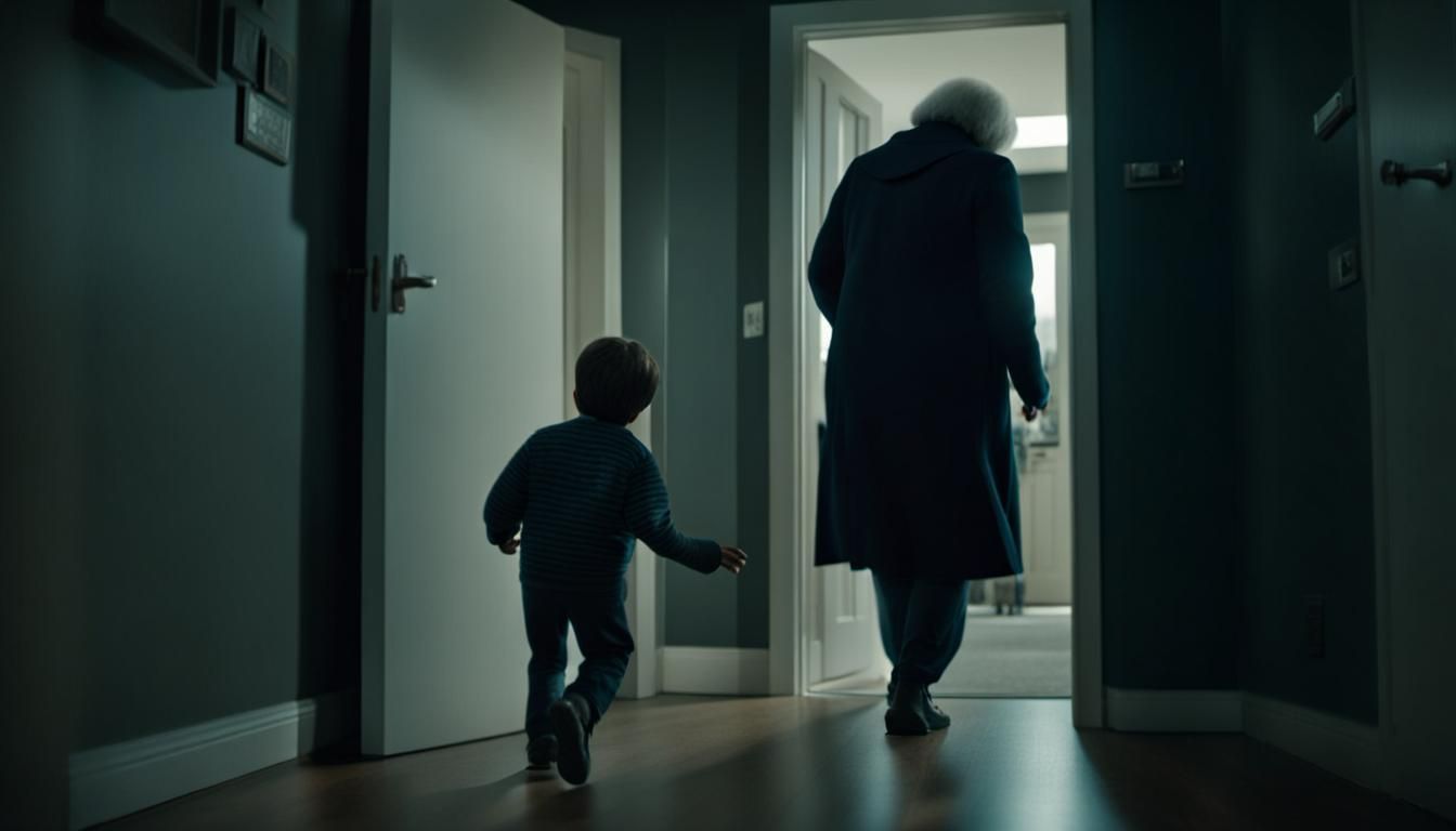 Boy Walks Out of Darkened Room