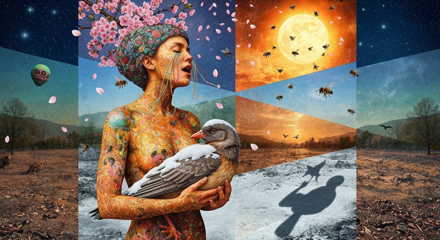 Ethereal Bio Art Collage: Exile Rebel in Enchanted Forest