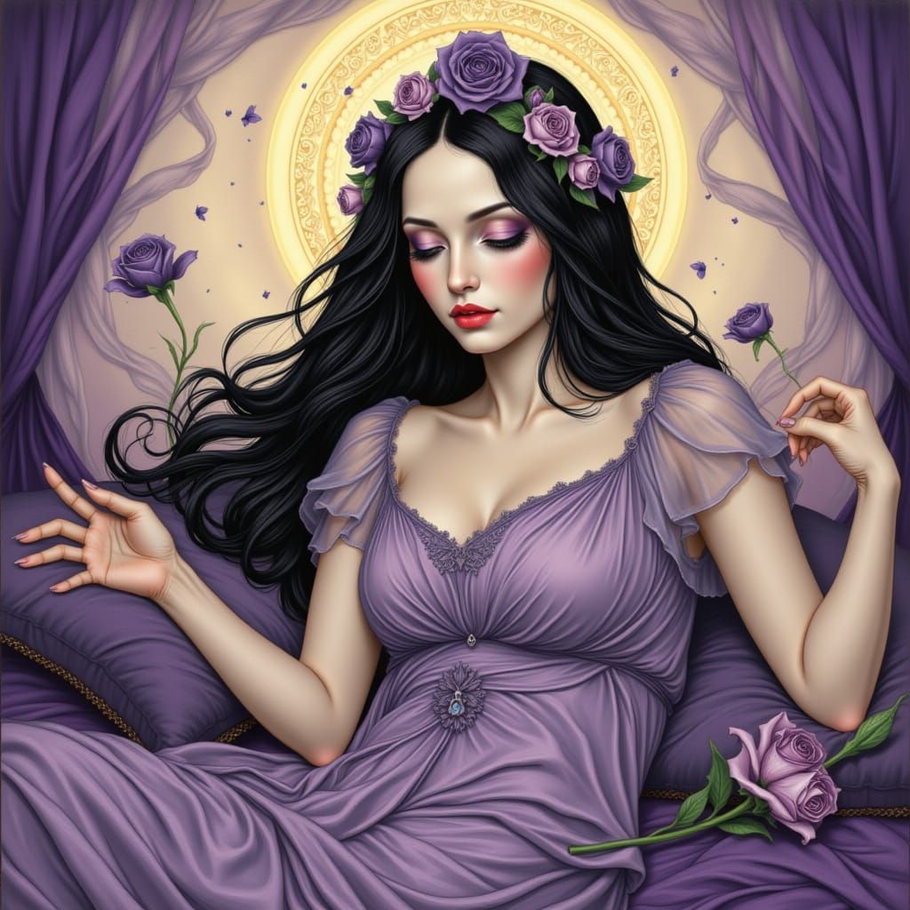 Dreamy Woman in Ethereal Glow, Inspired by Mark Rothko and J...