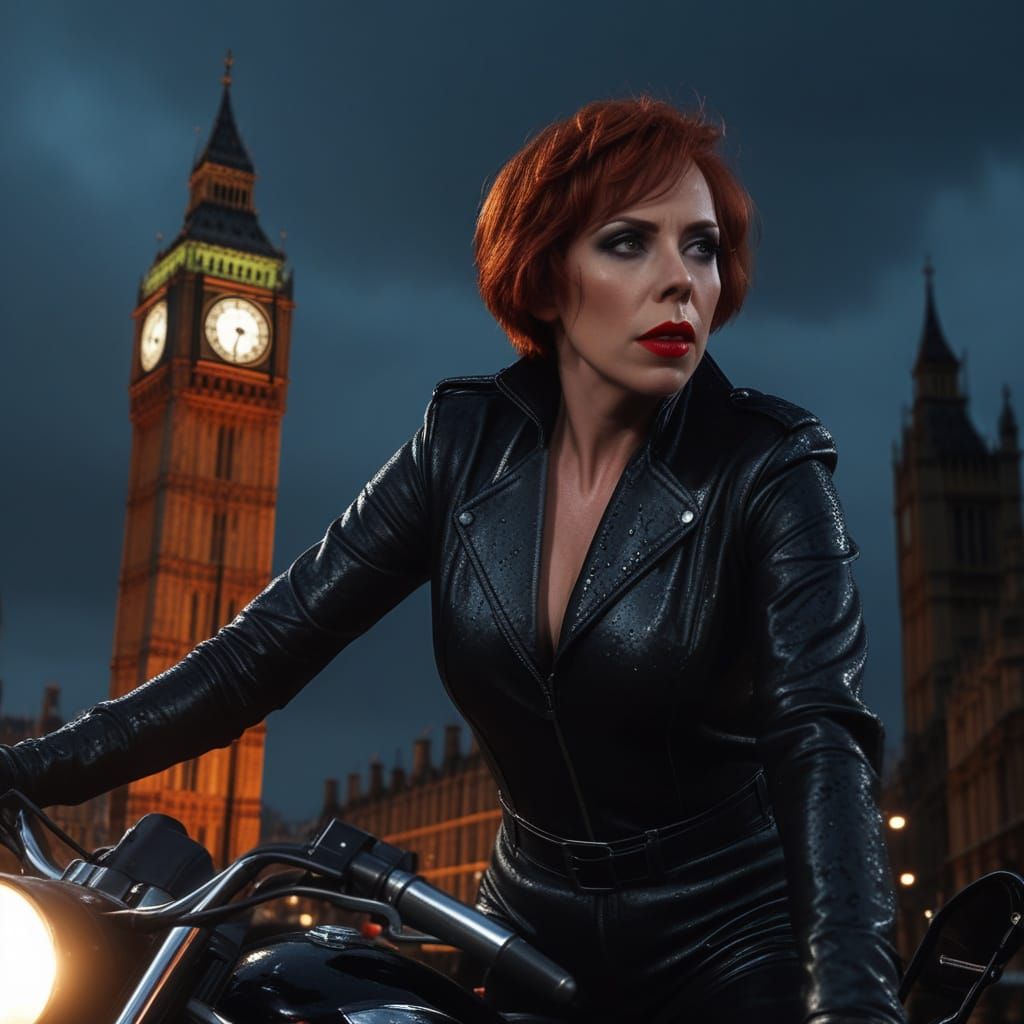 Carol Burnett as the Black Widow in a Cyberpunk London Night