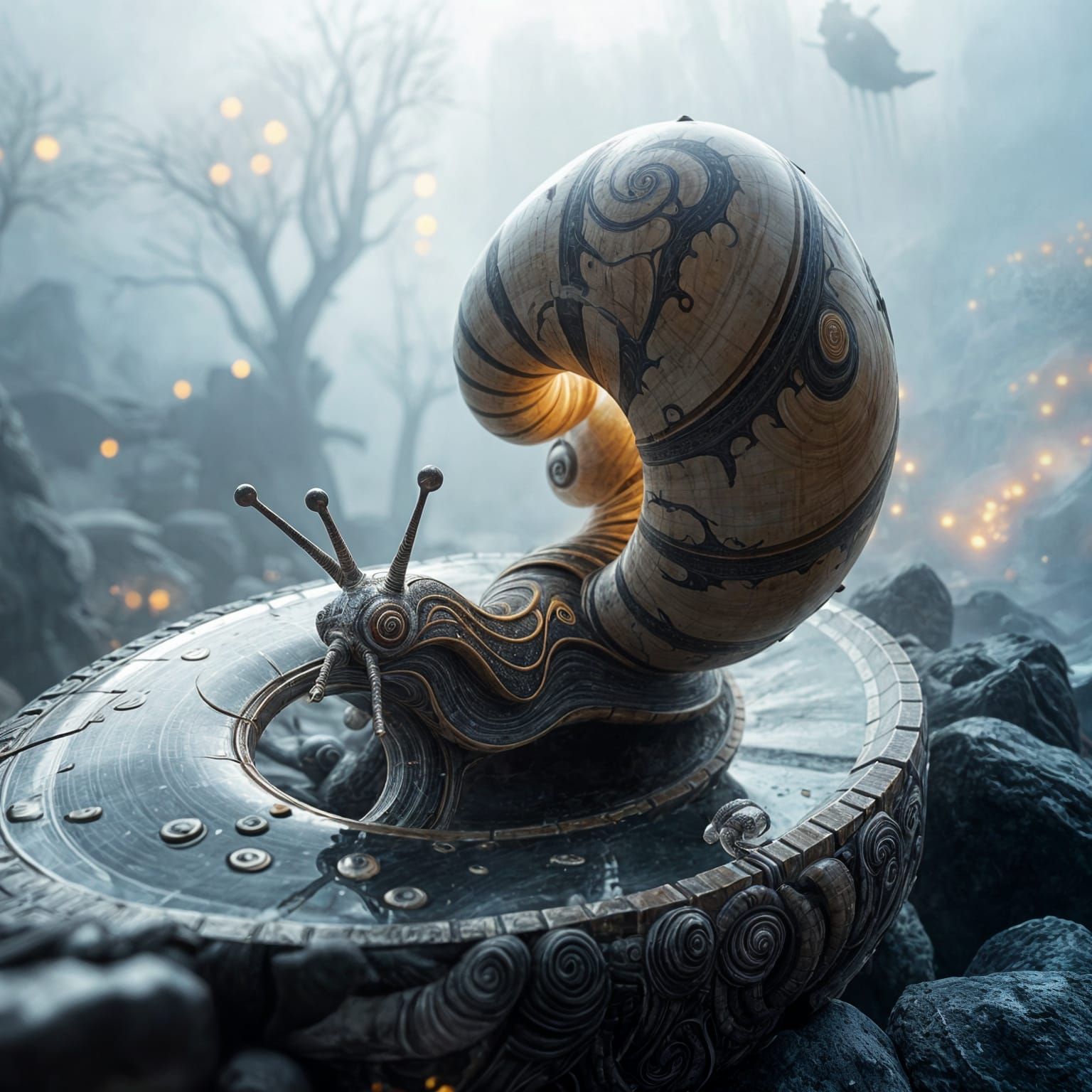 Stunning Digital Marble Run Snail Shell in Epic Cinematic St...