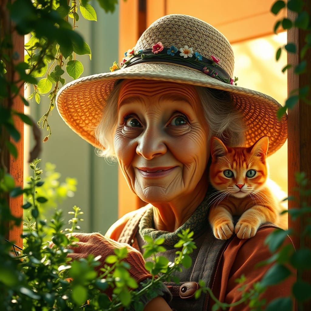 Whimsical Herbalist Portrait in 3D Animation Style