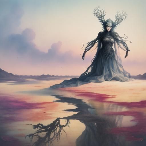 Surreal Male Searching for Emptiness in Alcohol Ink