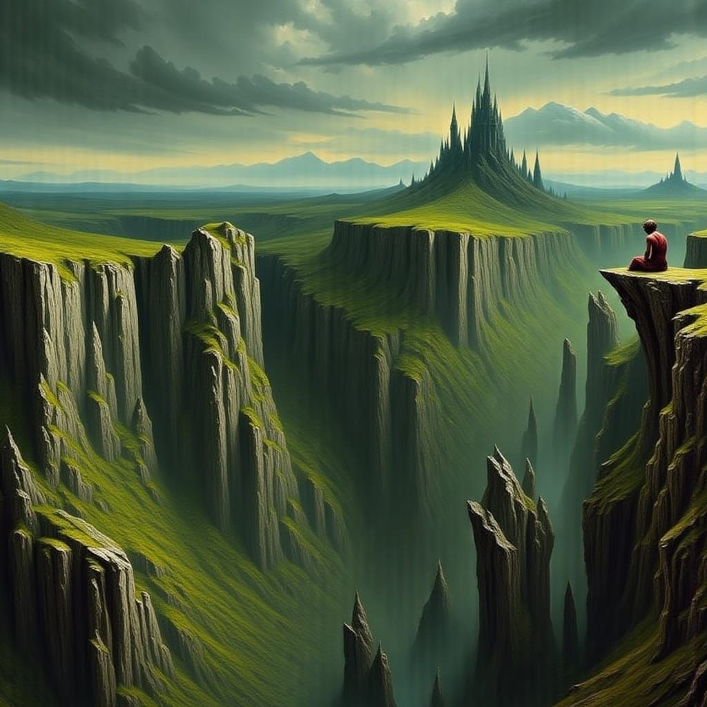 Demon and Angel Lovers on Cliffside