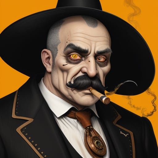Cartoon Cigar Character with Monocle