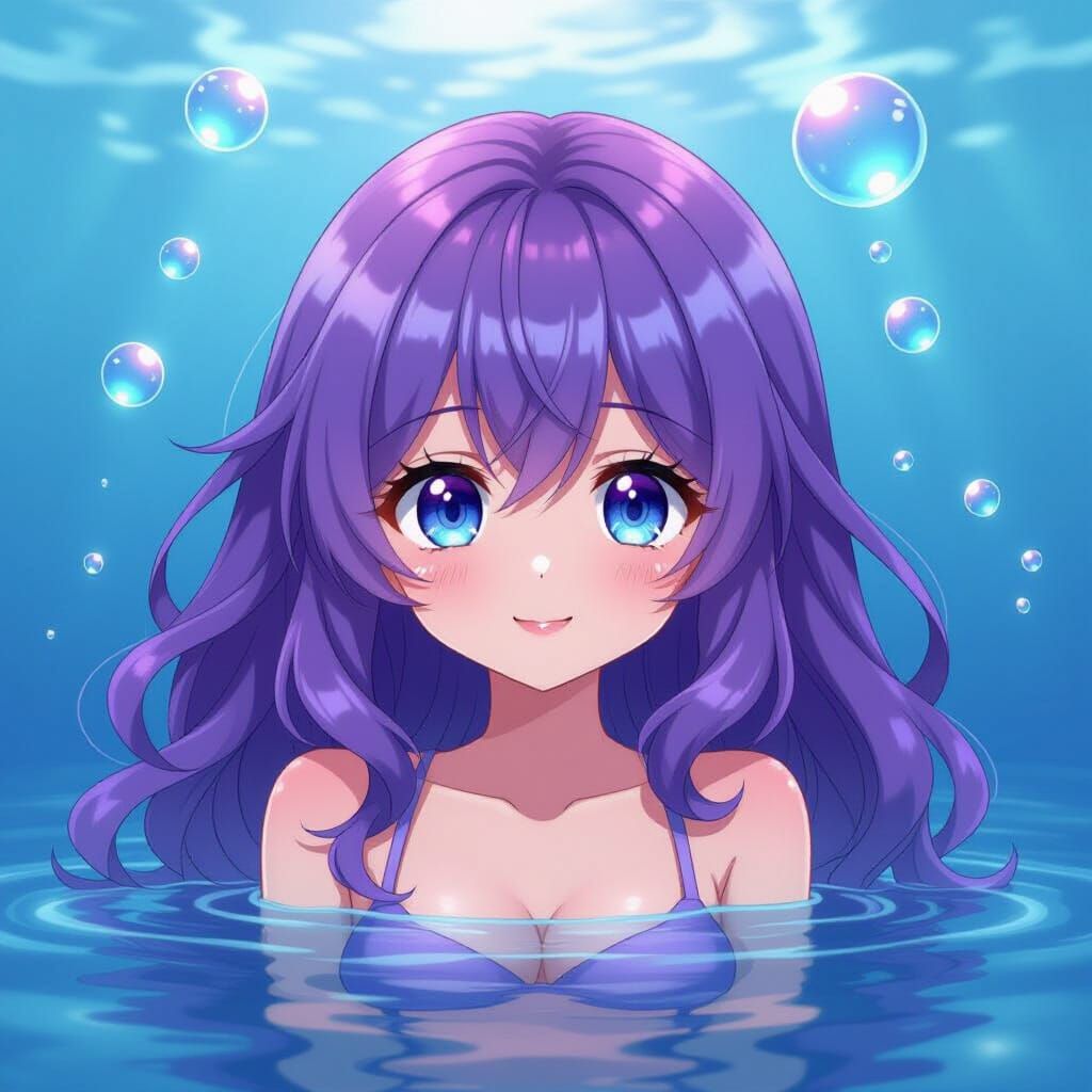 Anime-Style 3D Rendered Mermaids with Lavender Hair
