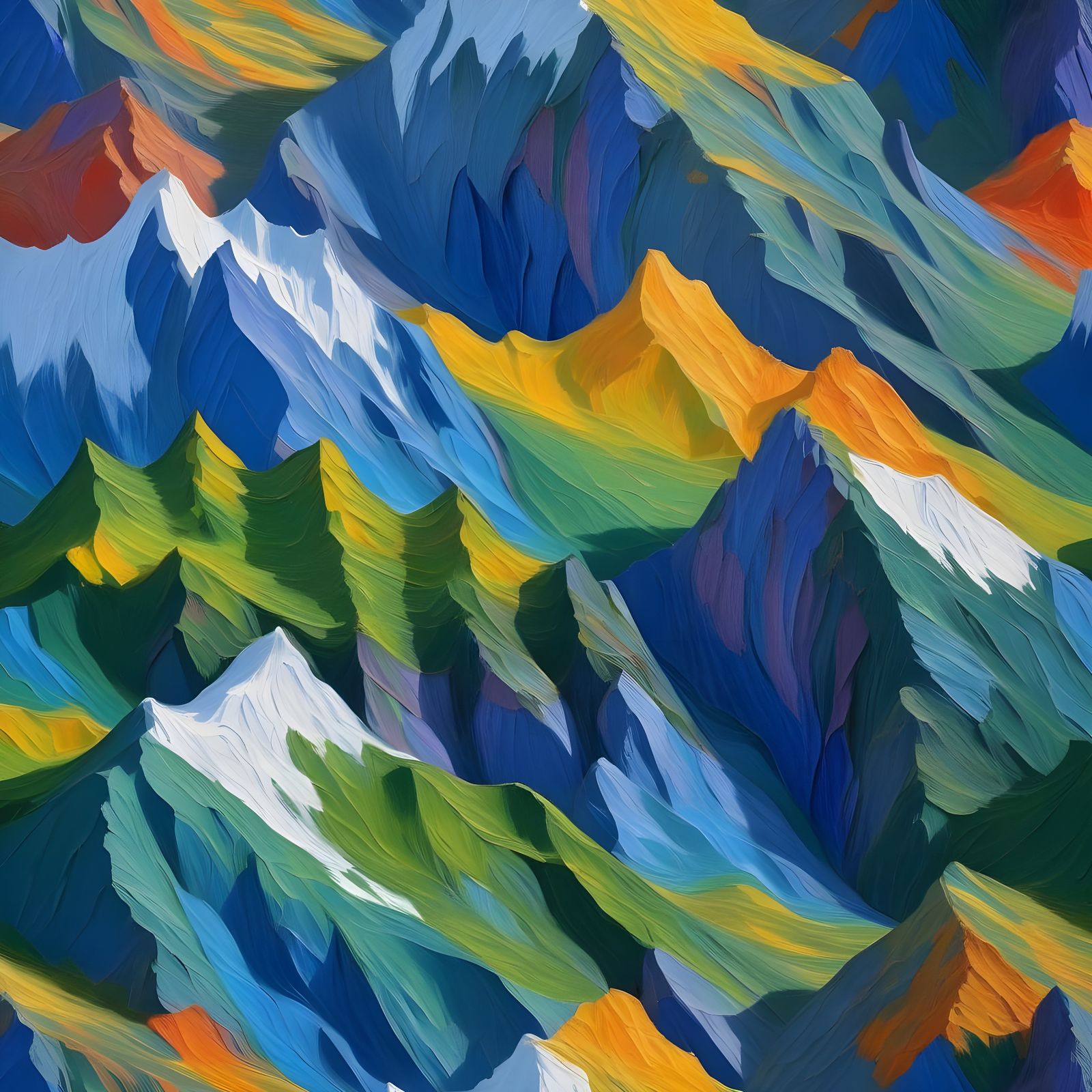 Impasto Cascade Hallucination reshapes mountain cliffs into cascading painted layers