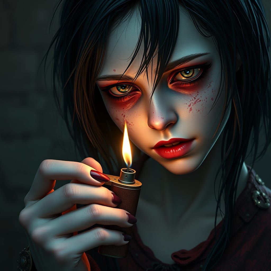 Mysterious Girl Enshrouded in Shadowy Fantasy