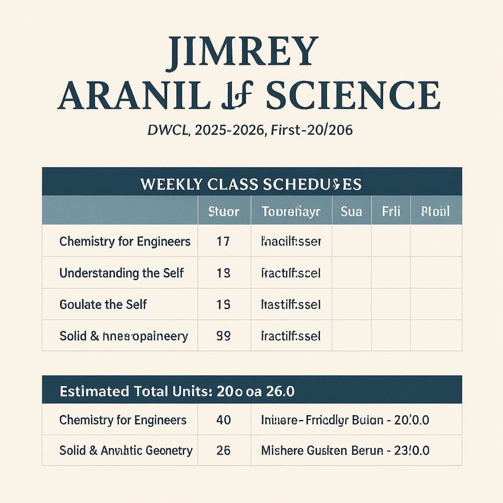 Elegant College Class Schedule in Modern Layout