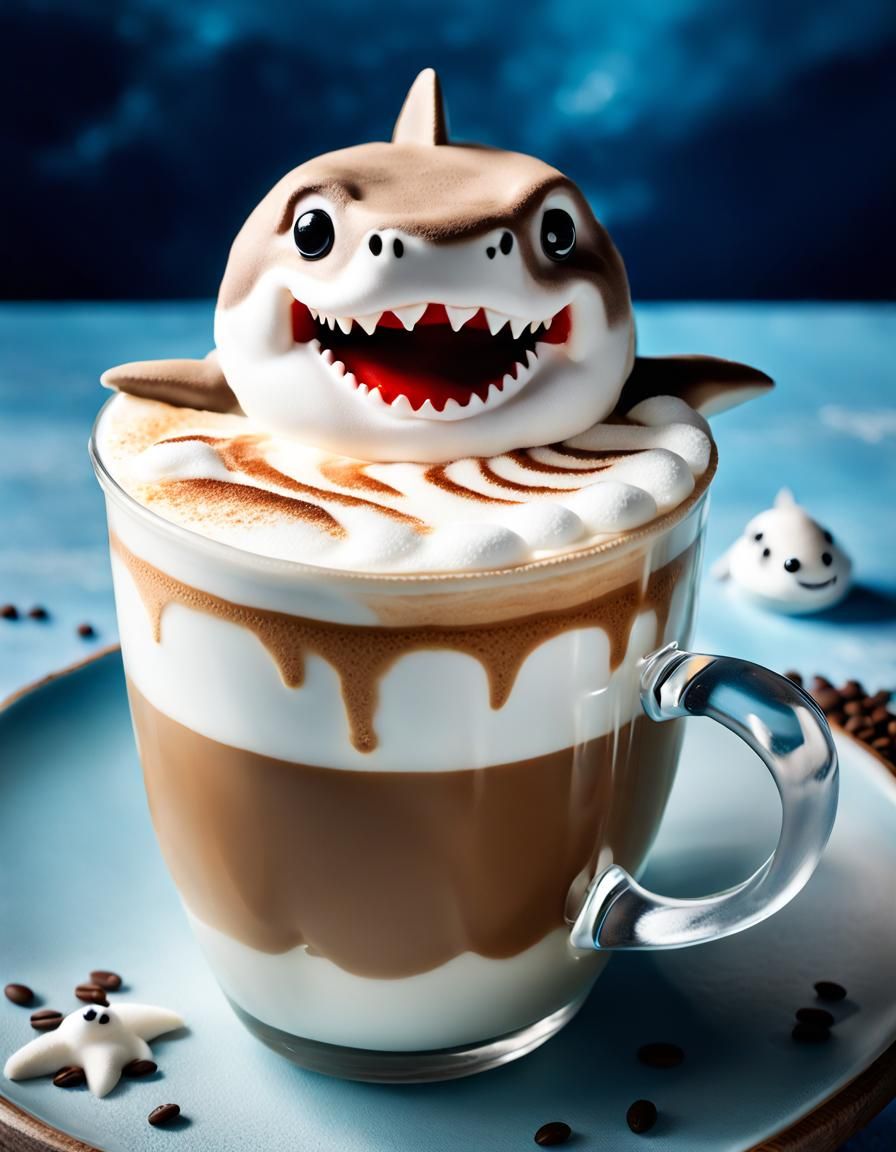 Cappuccino with Milk Foam Shark