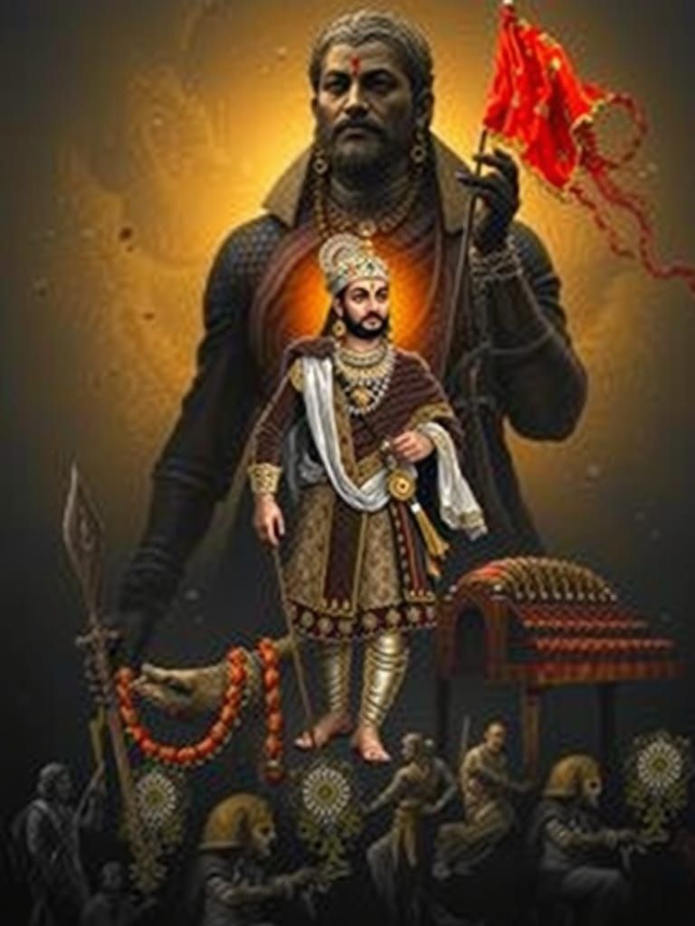 Historic Warrior King in Warli Art Style