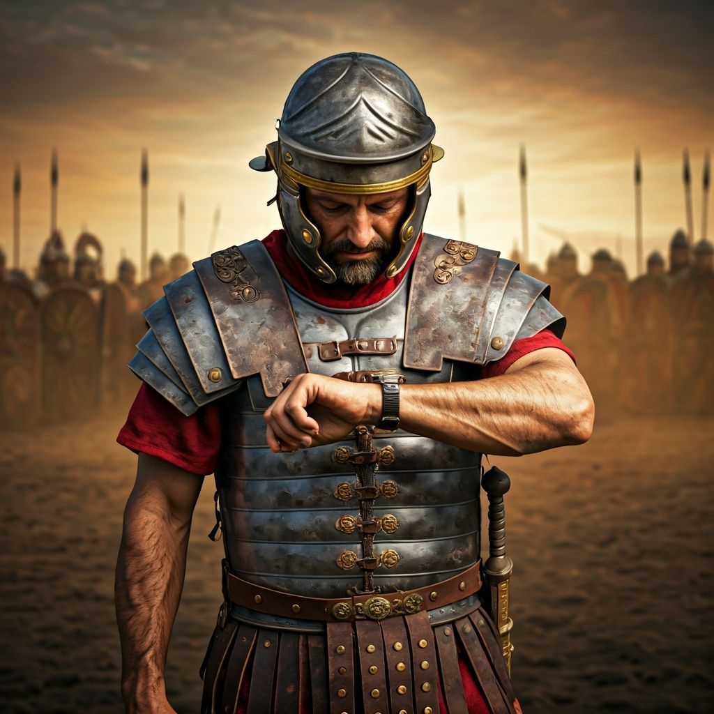 Roman Soldier with Watch in Hyperrealistic Style