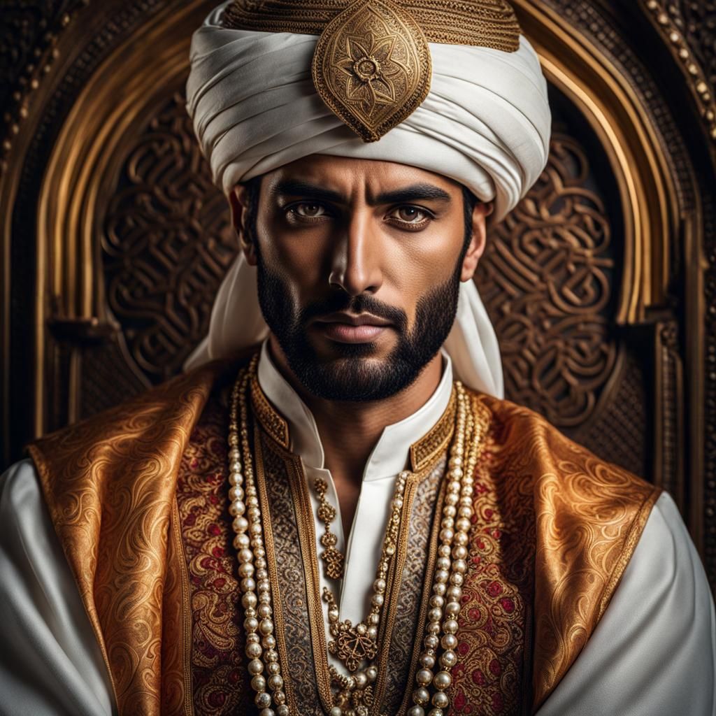 Moroccan Man in Traditional Ornate Costume