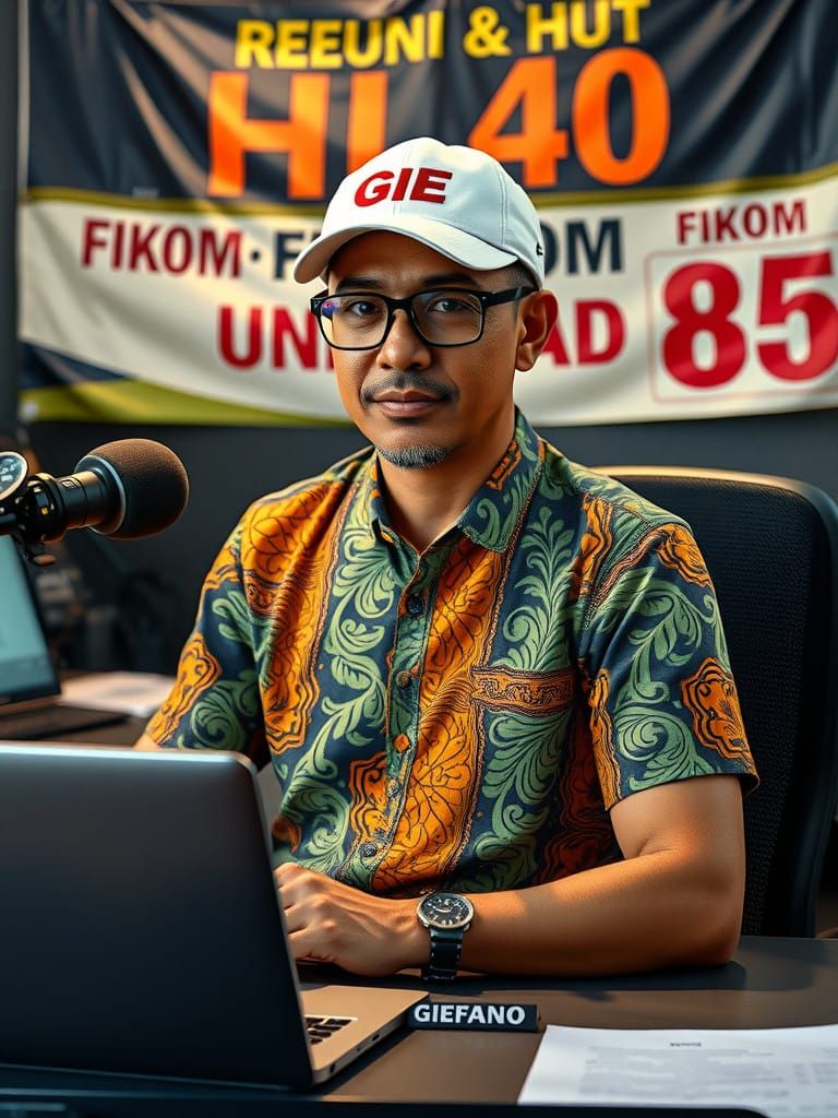 Cyberpunk-Meets-Art-Nouveau Portrait of Melayu Man in Record...