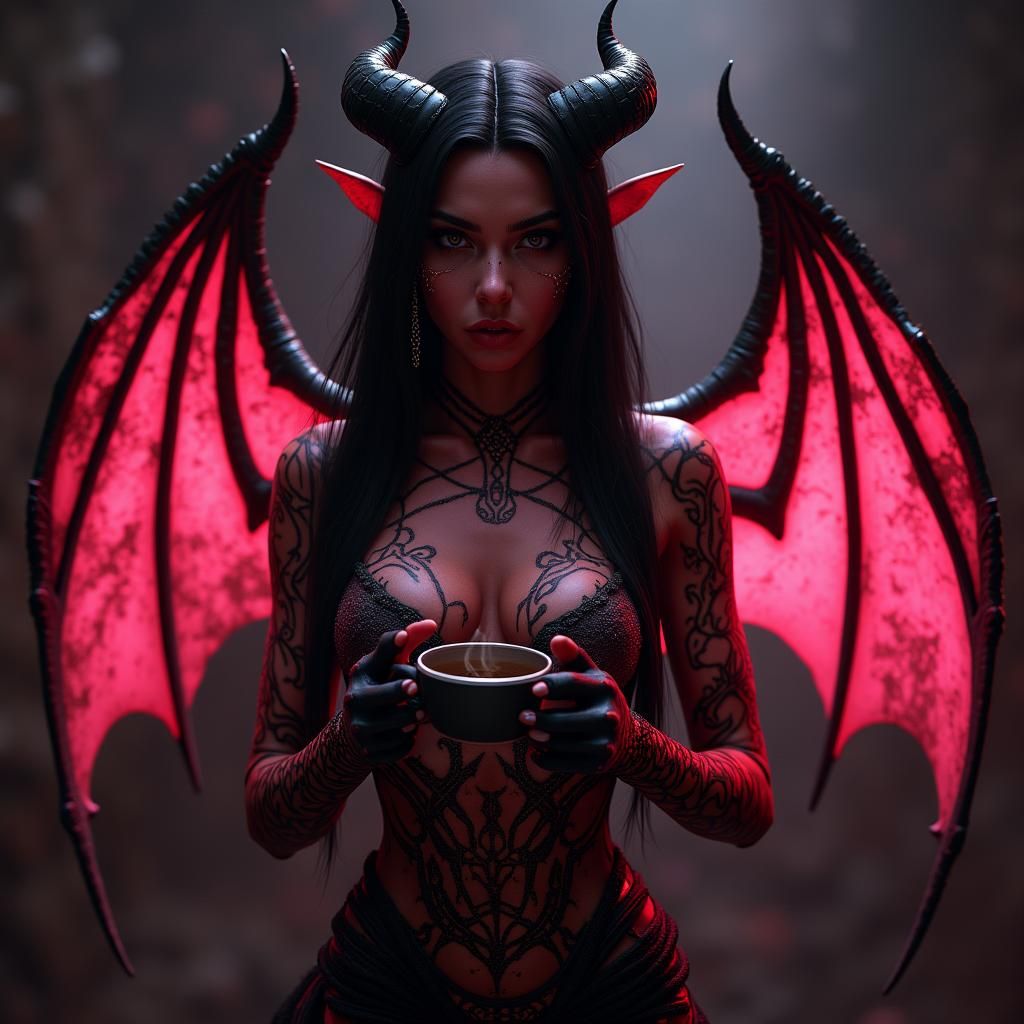 Gothic Tiefling Demon with Spider Web Armor