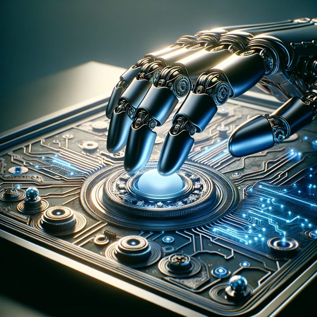 Cyberpunk Steampunk Robot Hand with Chrome Plating and Mysti...