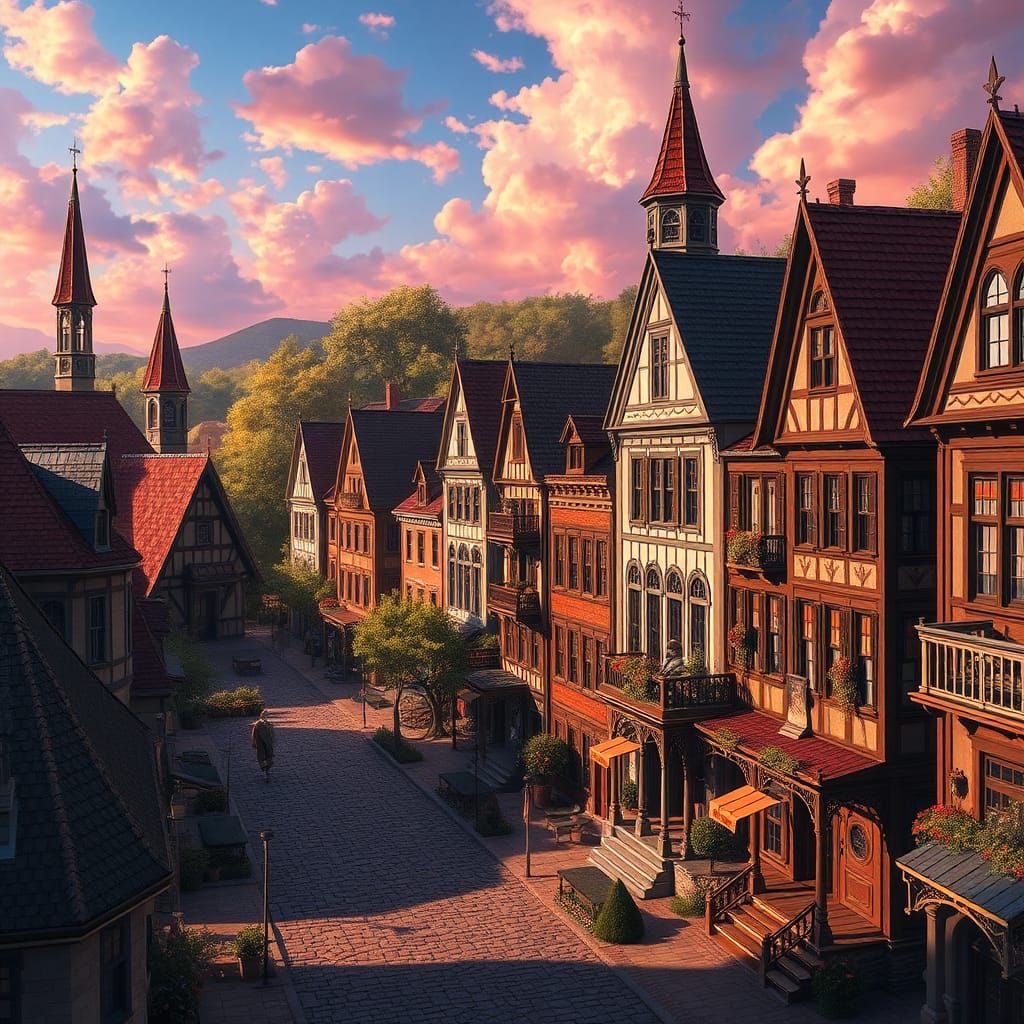 Picturesque Moravian Townscape in High-Fantasy Style